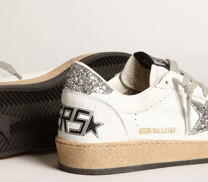 Ball Star Donna in nappa con stella bianca e talloncino glitter